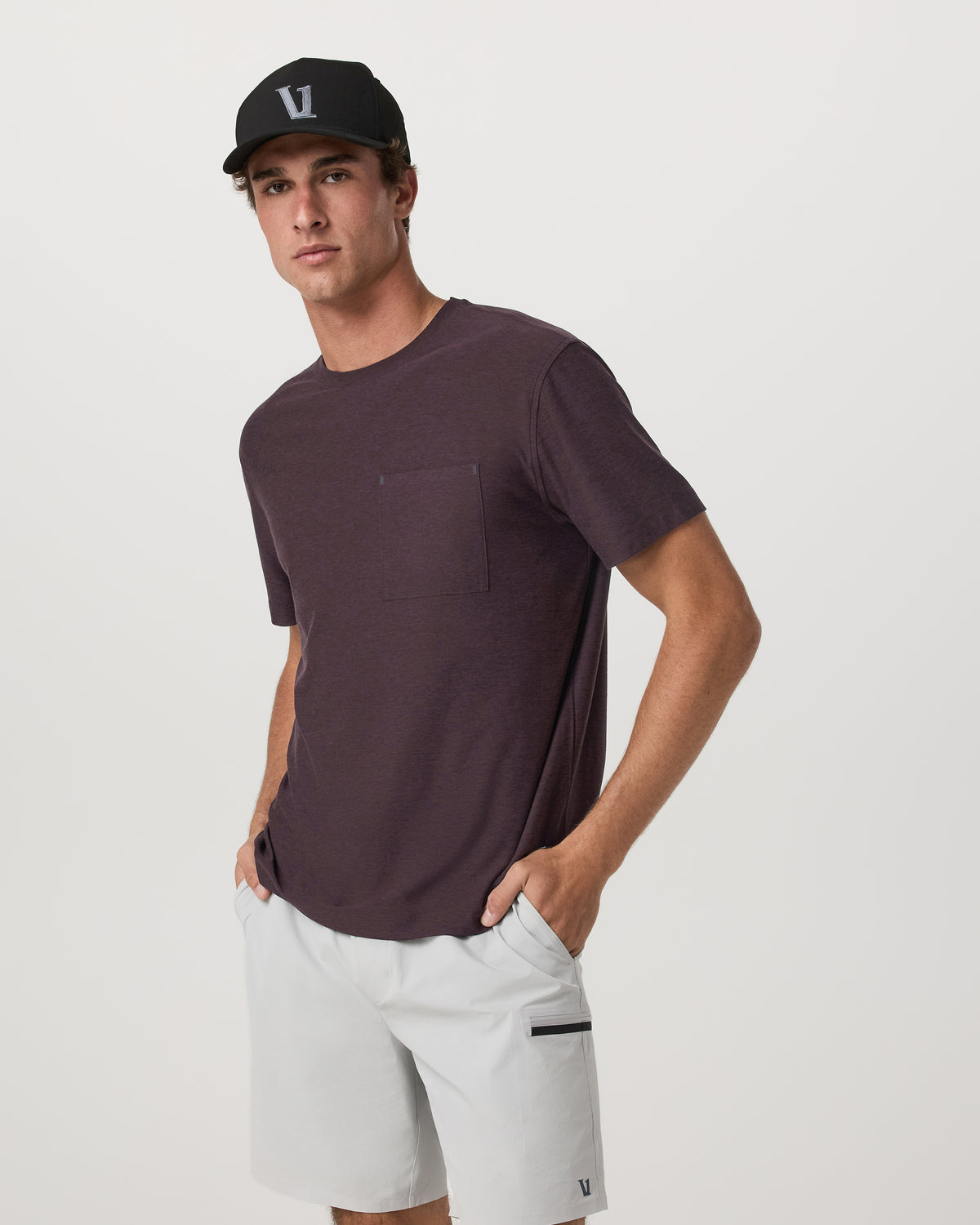 Short Sleeve Strato Pocket Tee - Relaxed Fit Raisin Heather - Image 5