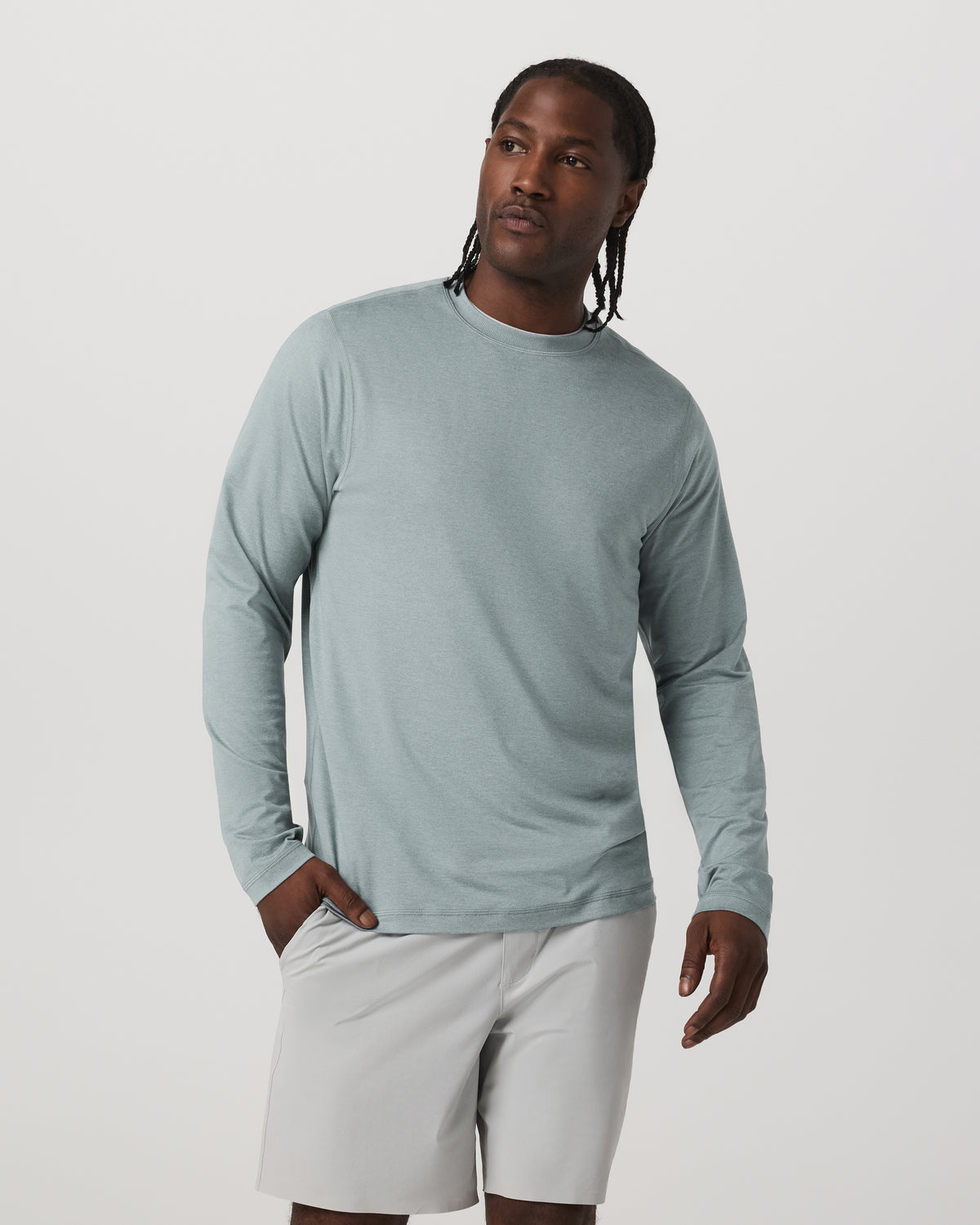 Long Sleeve Ponto Performance Tee Misty Blue Heather