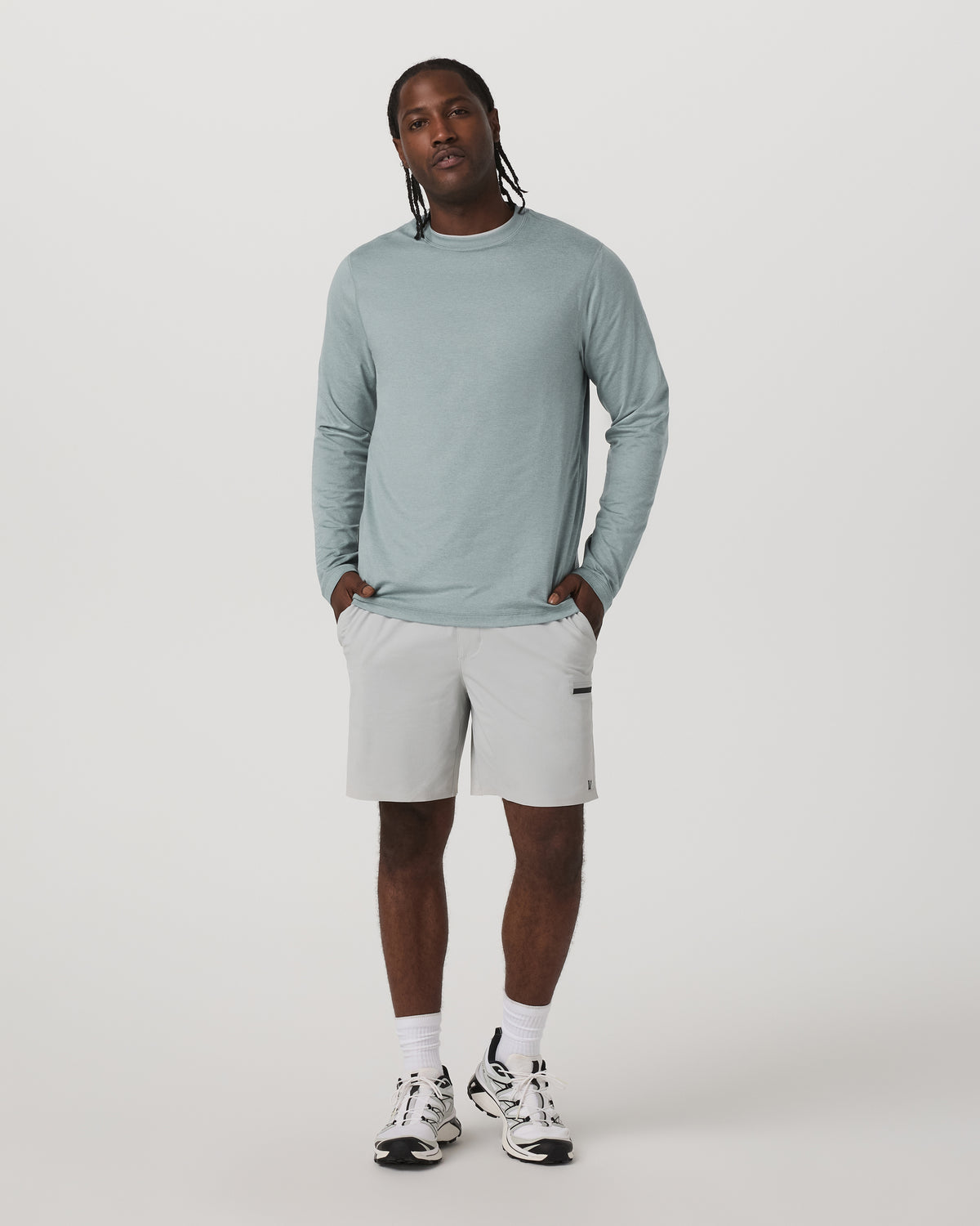 Long Sleeve Ponto Performance Tee Misty Blue Heather - Image 4