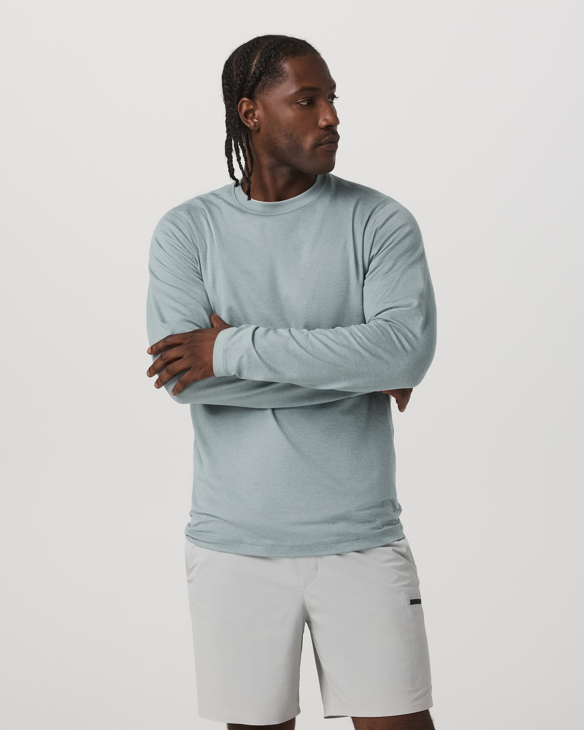 Long Sleeve Ponto Performance Tee Misty Blue Heather - Image 5