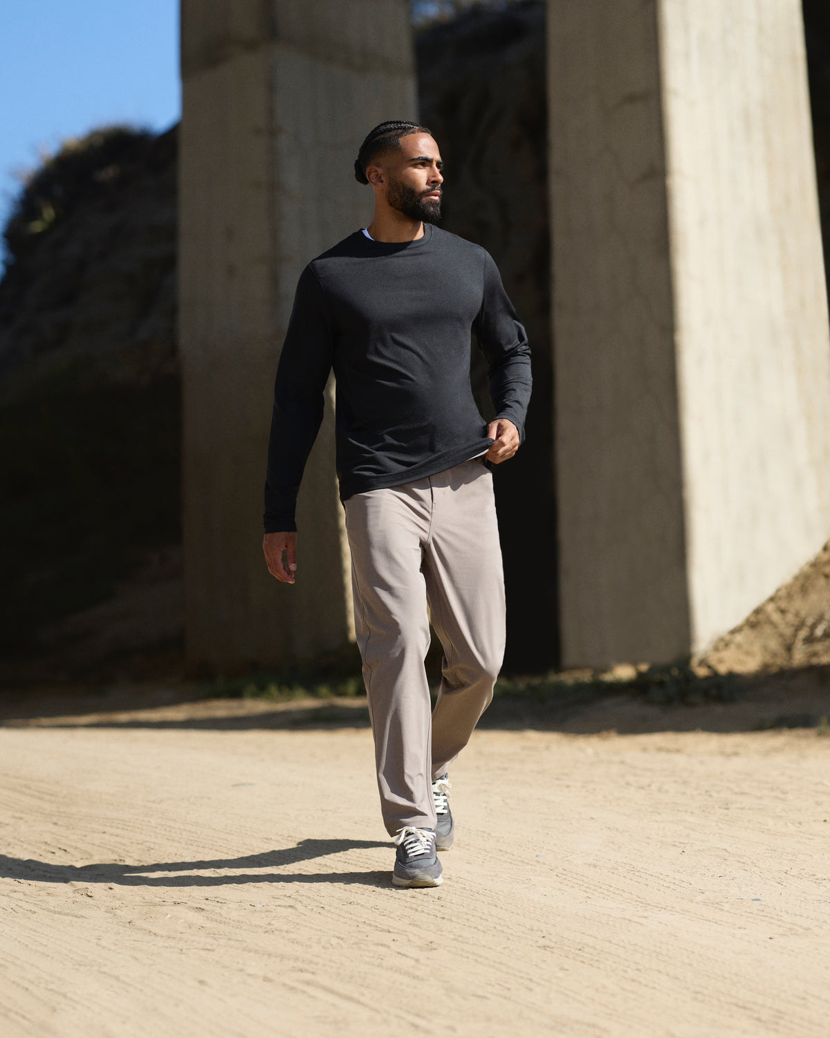 Long Sleeve Ponto Performance Tee Black Heather