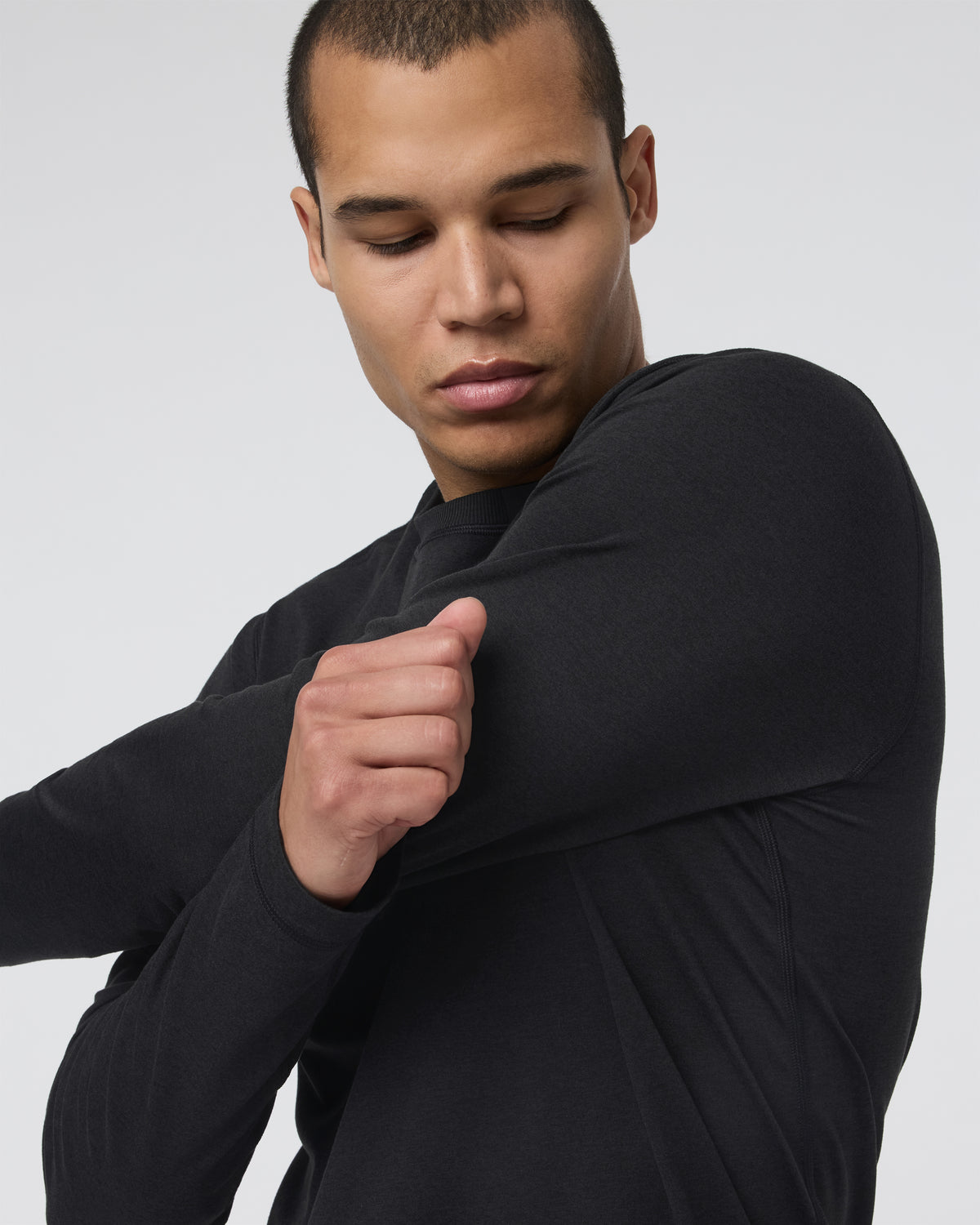 Long Sleeve Ponto Performance Tee Black Heather - Image 2