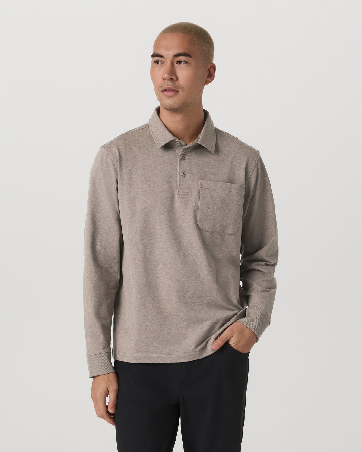 Men's Long Sleeve Coronado Rugby Walnut Heather
