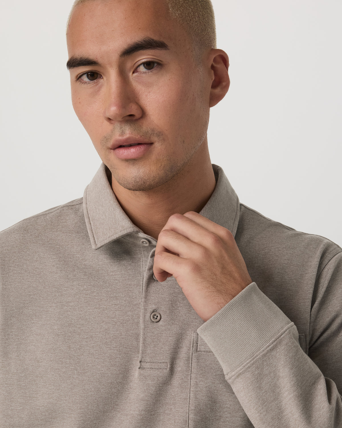 Men's Long Sleeve Coronado Rugby Walnut Heather - Image 2
