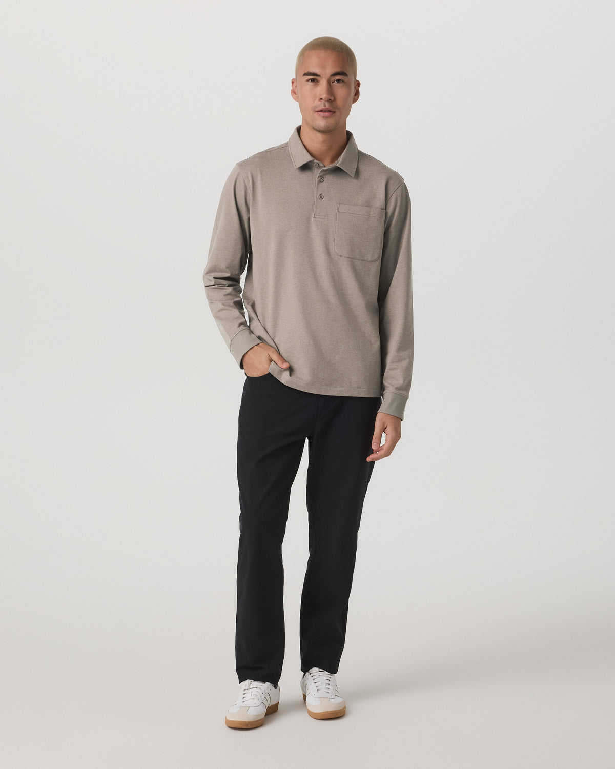 Men's Long Sleeve Coronado Rugby Walnut Heather - Image 4