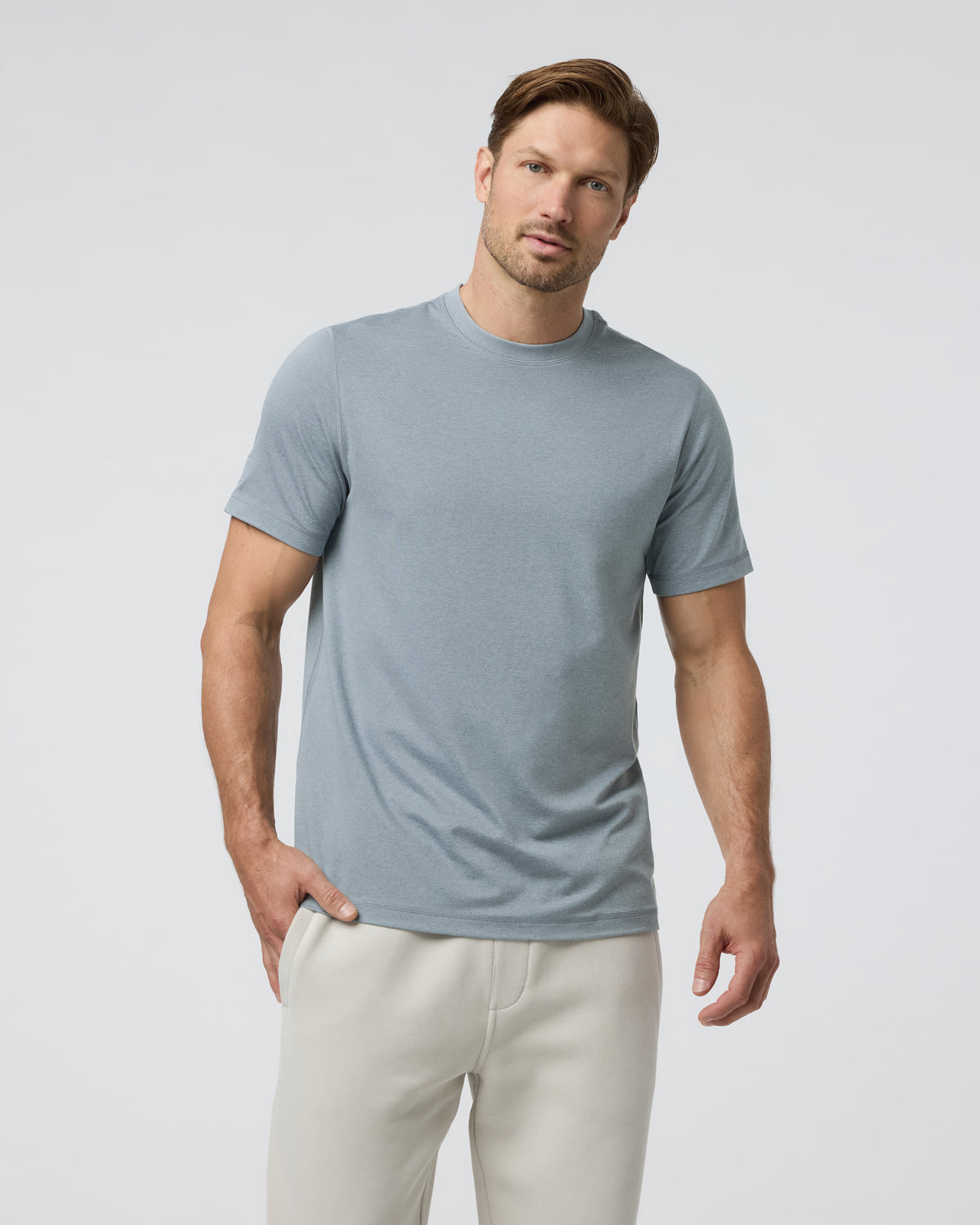 Short Sleeve Ponto Performance Tee Dusty Blue Heather
