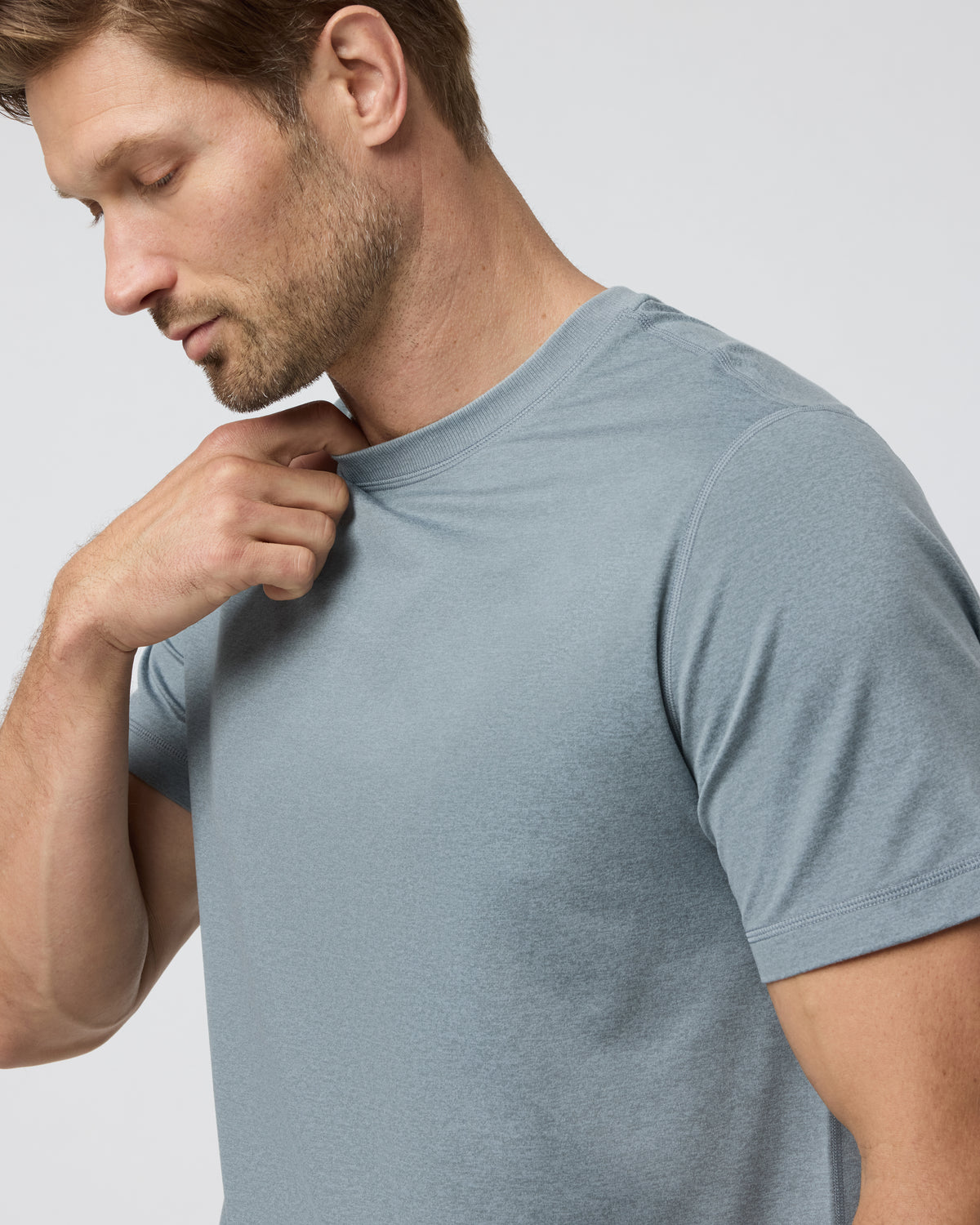 Short Sleeve Ponto Performance Tee Dusty Blue Heather - Image 2