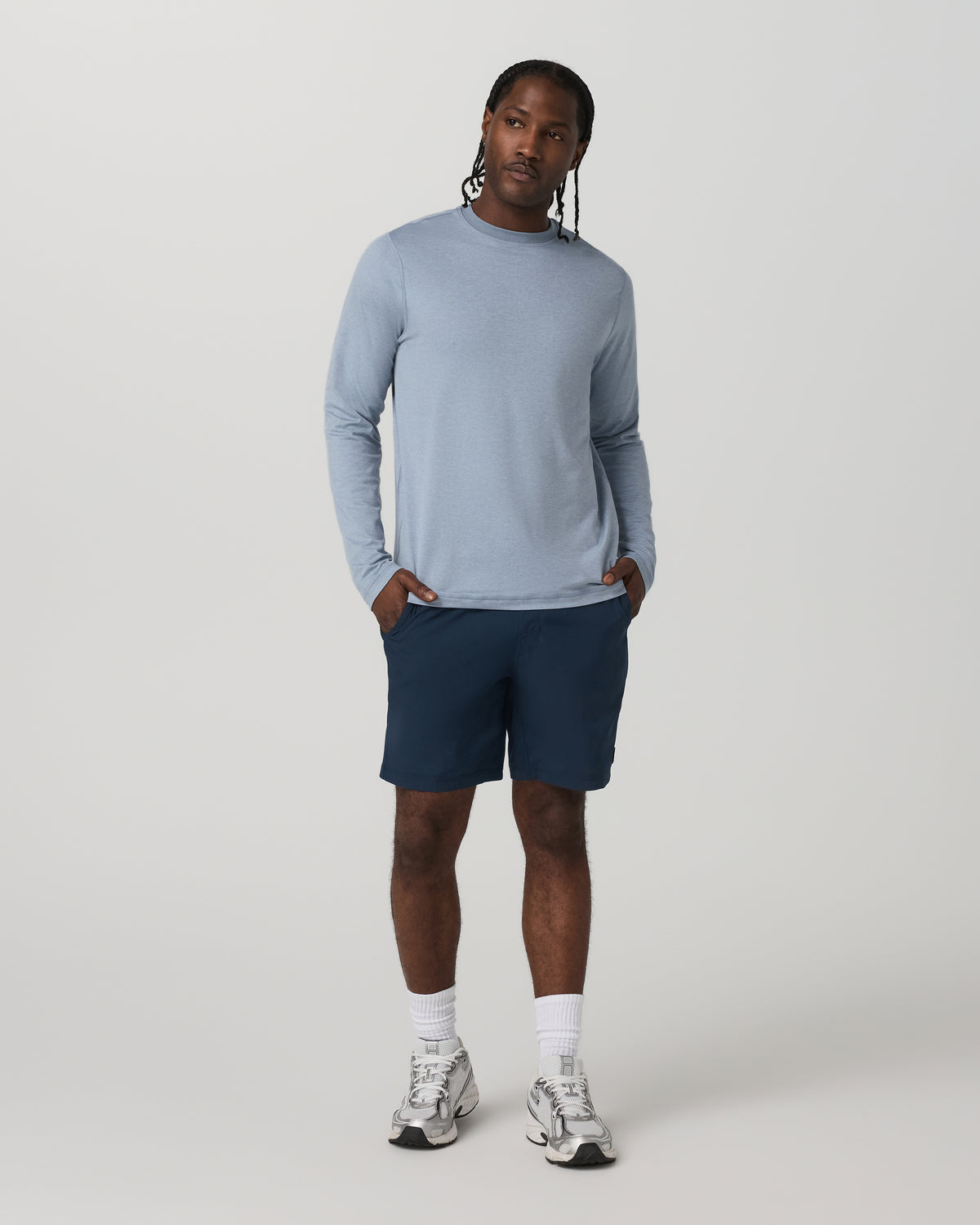 Long Sleeve Ponto Performance Tee Blue Dusk Heather - Image 4