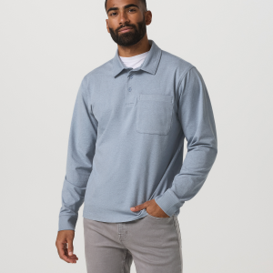 Men's Long Sleeve Coronado Rugby Shirt Blue Dusk Heather