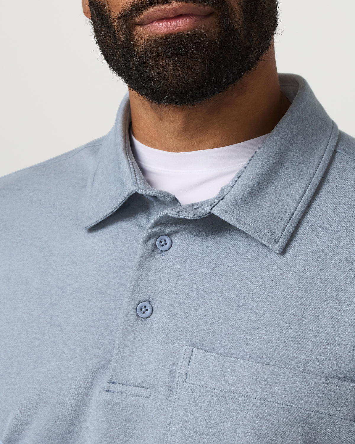 Men's Long Sleeve Coronado Rugby Shirt Blue Dusk Heather - Image 2