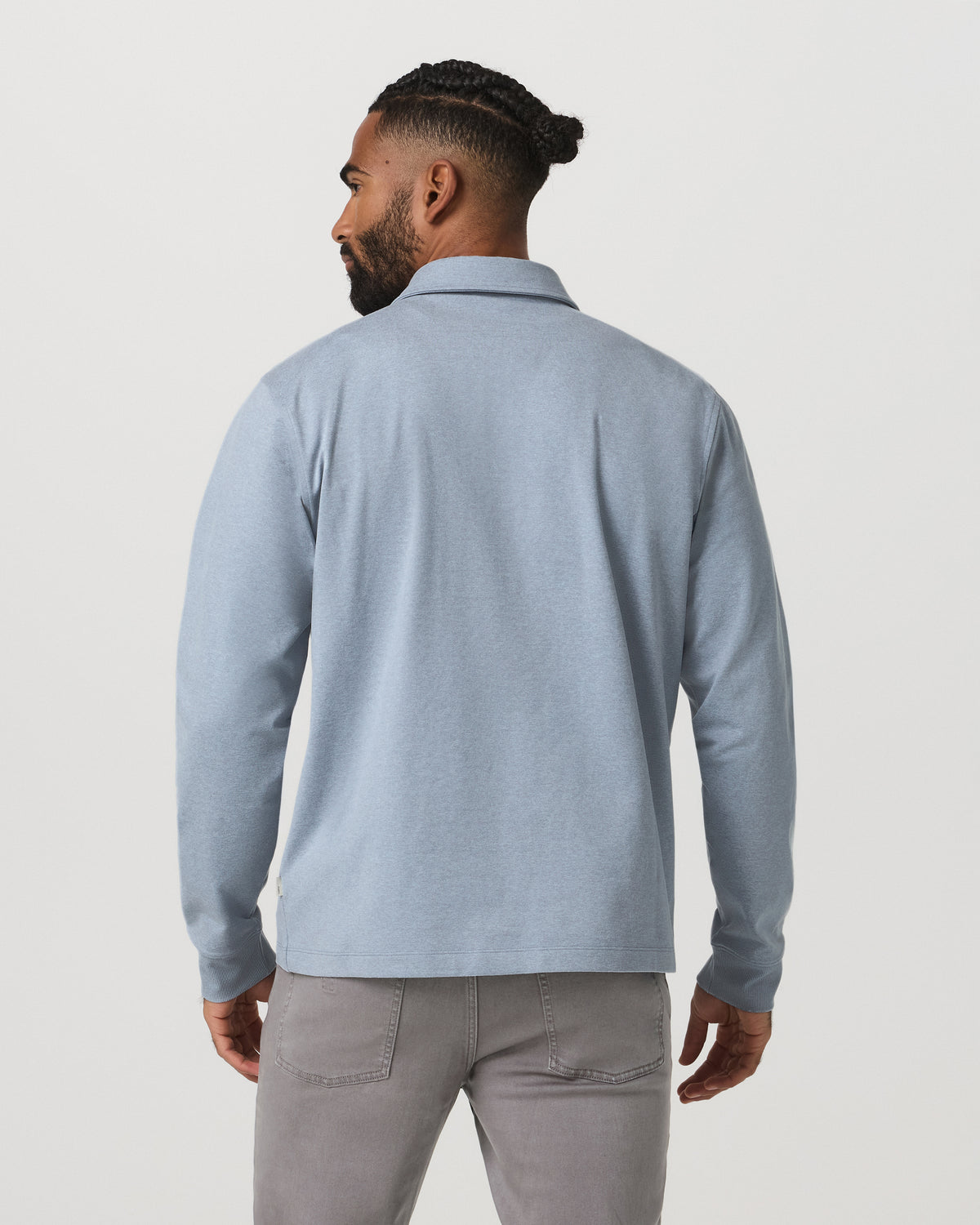 Men's Long Sleeve Coronado Rugby Shirt Blue Dusk Heather - Image 3
