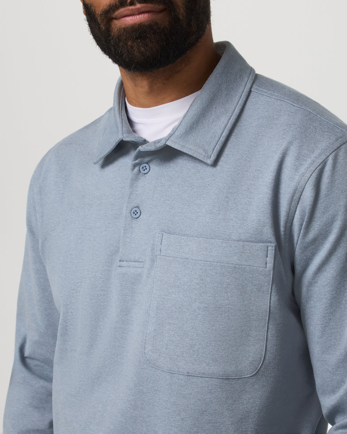 Men's Long Sleeve Coronado Rugby Shirt Blue Dusk Heather - Image 5