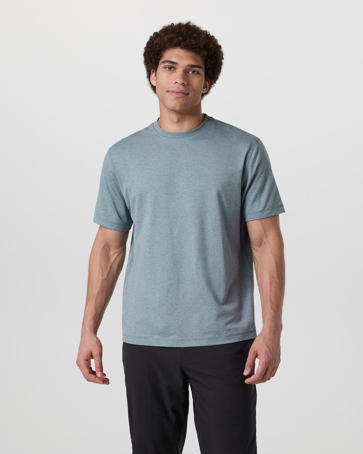 Short Sleeve Ponto Tee - Relaxed Fit Dusty Blue Heather - Image 2
