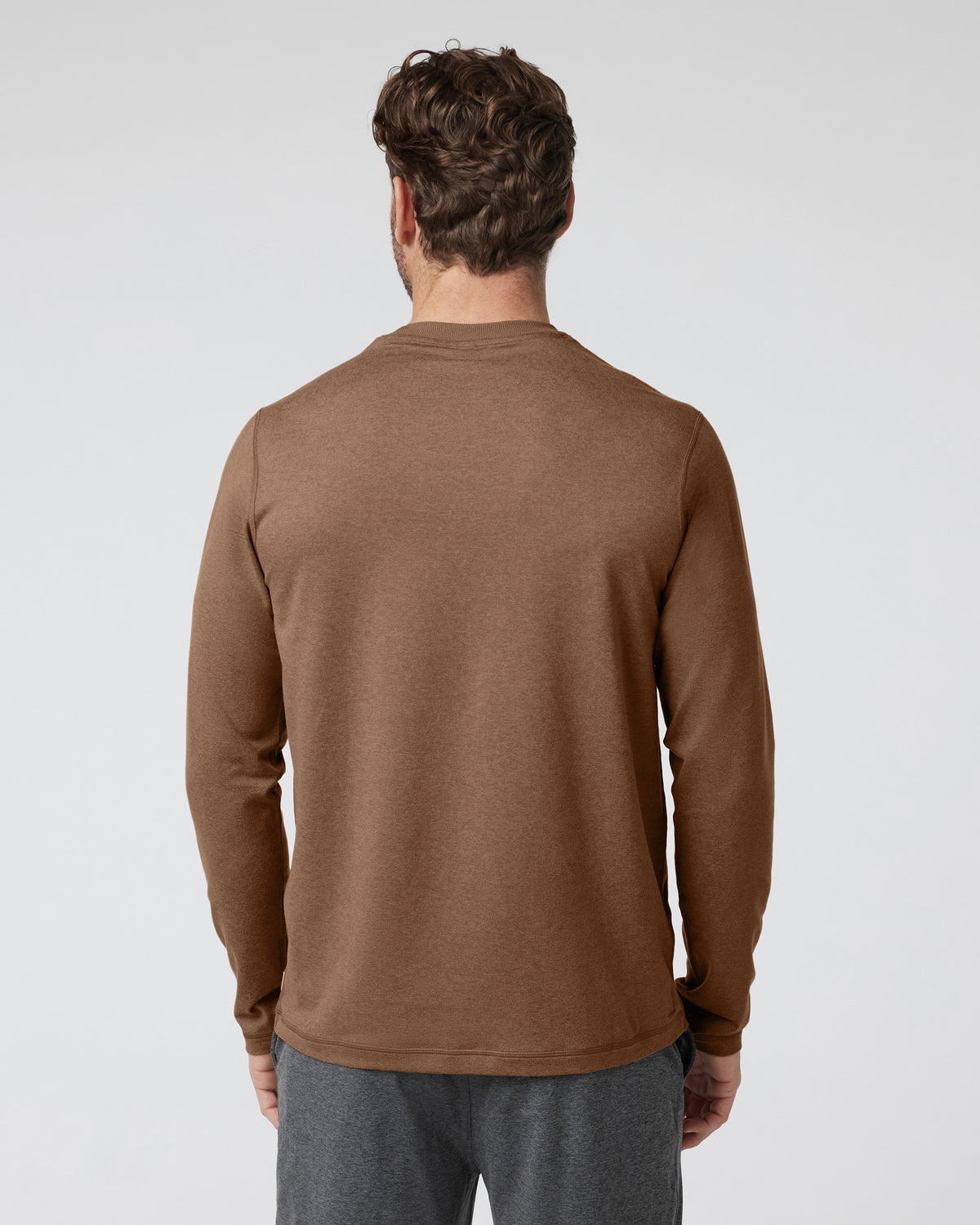Long Sleeve Ponto Performance Tee Pecan Heather - Image 2
