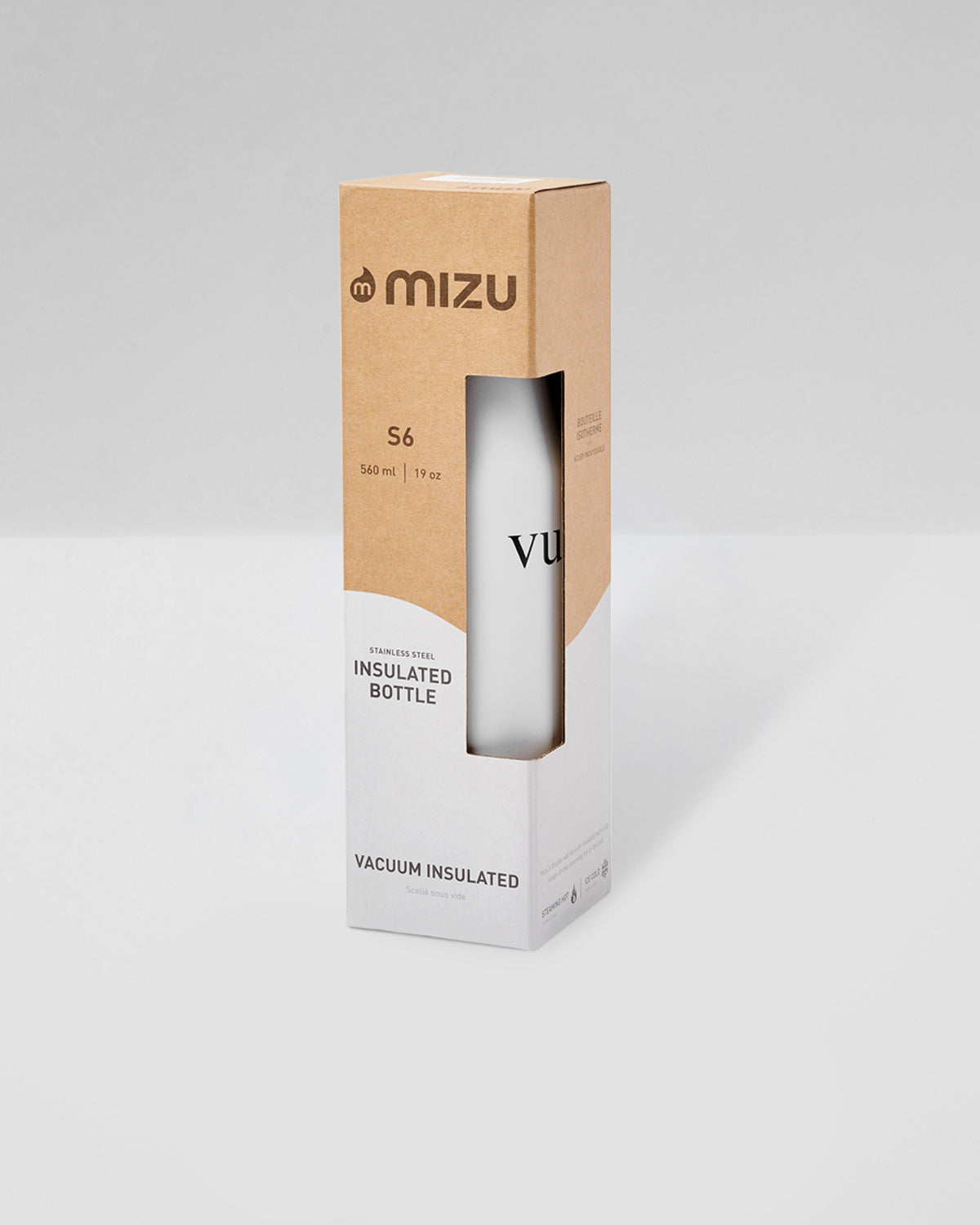 S6 Wordmark Mizu Water Bottle White Insulated Bottle - Image 2