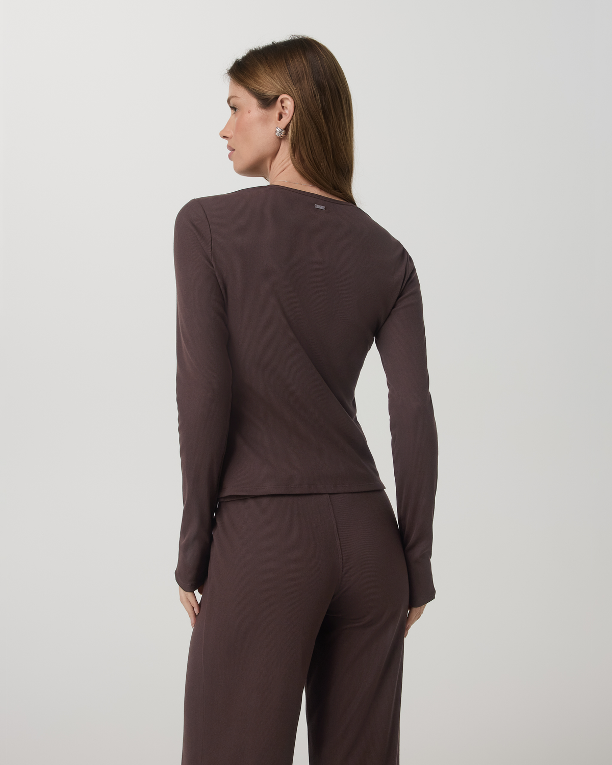 Long Sleeve Pose Twin Cardigan Women's French Roast Top - Image 3