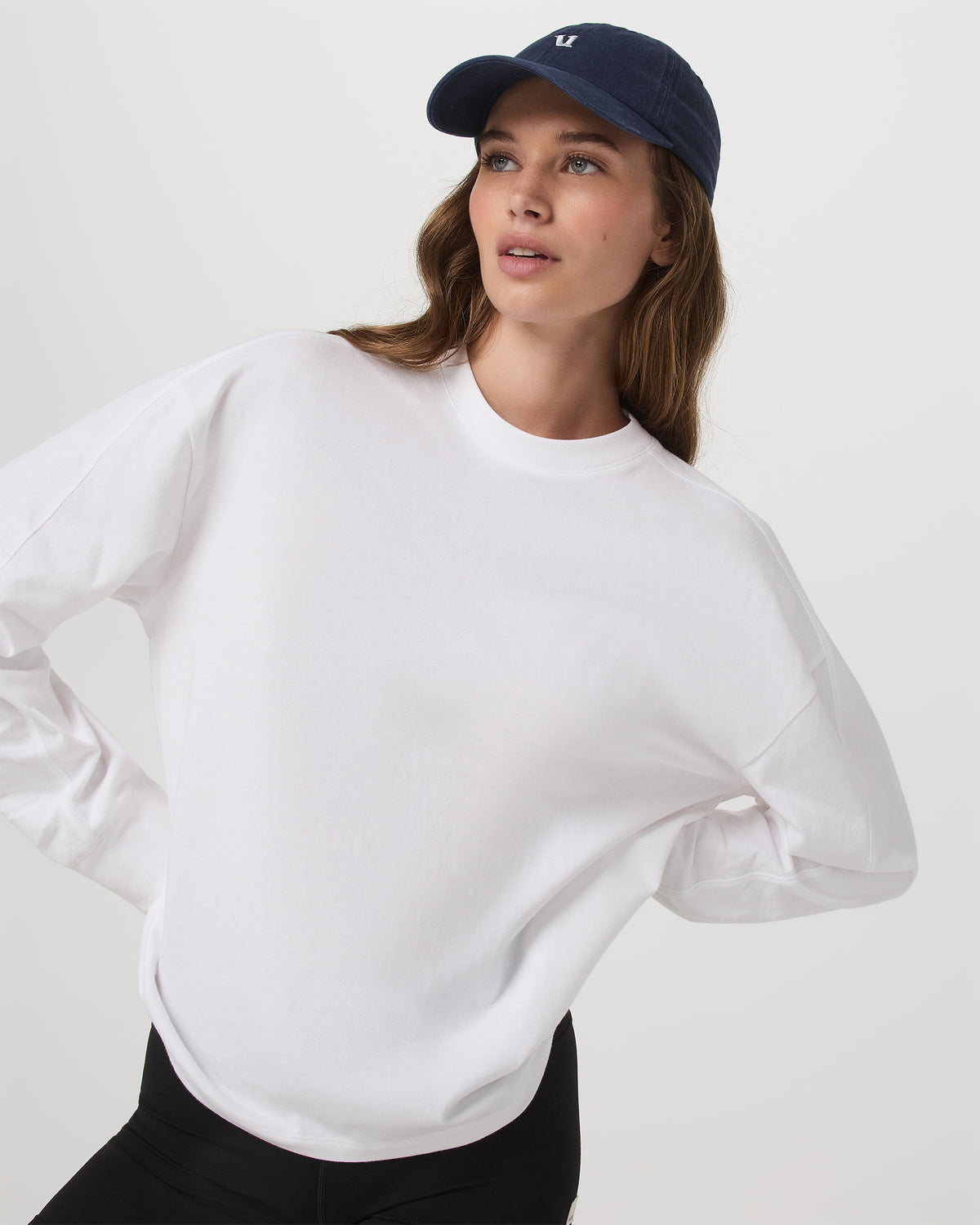 Long Sleeve Heavyweight Cotton Tee Women's White Shirt