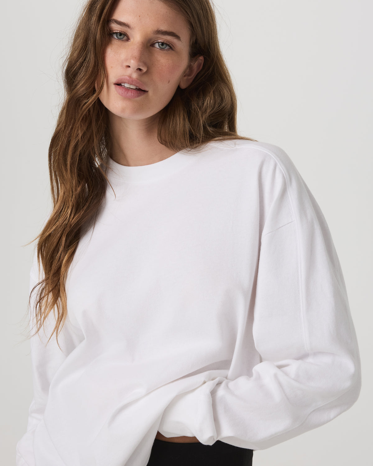 Long Sleeve Heavyweight Cotton Tee Women's White Shirt - Image 5